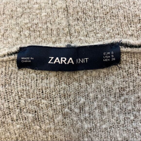 ZARA gray tan knit sweater cardigan size small - Picture 5 of 6